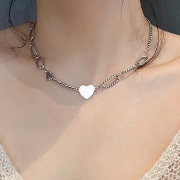 NEW HEART 925 STERLING SILVER NECKLACE, NICE NECKLACE, CUTE NECKLACE - Picture 2 of 6